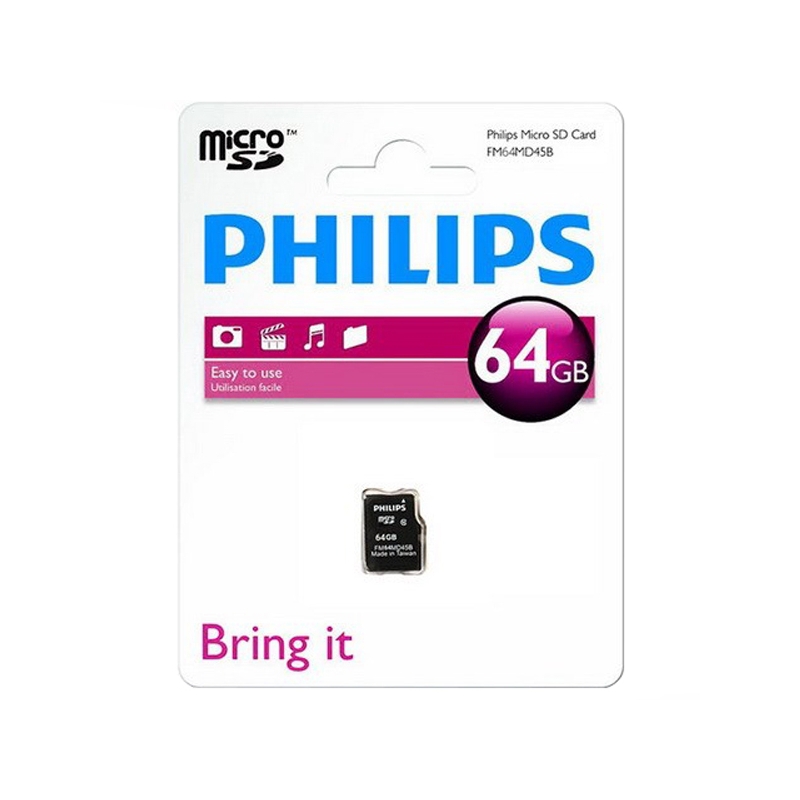 کارت حافظه‌ میکرو اس دی فیلیپس کلاس 10 ظرفیت 64 گیگا‌بایت