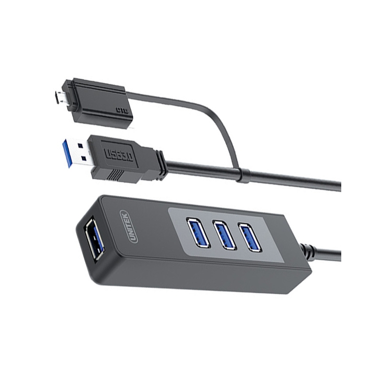هاب USB 3.0 چهار پورت به همراه OTG یونیتک مدل Y-3046A