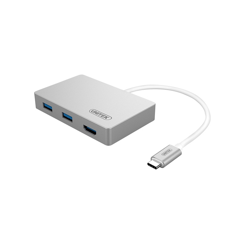هاب USB 3.0 سه پورت و تبدیل HDMI 4K با رابط USB Type-C یونیتک مدل Y-3707