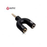 مبدل صدا 3.5 میلیمتری نر 3خط به 2 فیش 3.5 میلیمتری ماده 2خط (میکروفن+هدفون)