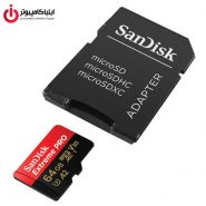 مموری کارت Micro SD کلاس U3 10 برند سن دیسک مدل Extreme PRO ظرفیت 64 گیگابایت