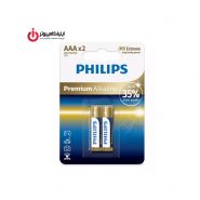 باتری نیم قلمی Alkaline برند فیلیپس مدل LR3M2B/97 سری Premium بسته 2 عددی