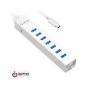 هاب هفت پورت USB3.0 آلومینیومی همراه با آداپتور برند اوریکو مدل ASH7-U3