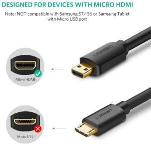 کابل micro HDMI male به HDMI male یوگرین مدل UGREEN HD127-30103 طول 2 متر - Image 2