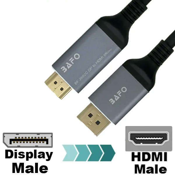 bafo-bf-2682c کابل Display به HDMI 8K@60Hz بافو مدل BAFO BF-2682C طول 2 متر