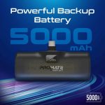پاوربانک پرومیت مدل POWERUP-C.BLK ظرفیت 5000 میلی‌آمپرساعت