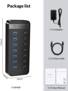 هاب 7 پورت USB 3.0 اوریکو مدل CT2U3-7AB - Image 7