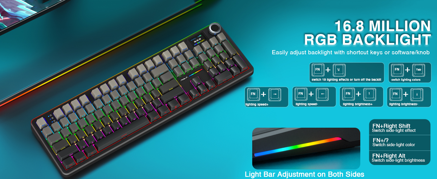کيبورد گیمینگ سيم دار ، وايرلس و بلوتوثی آئولا مدل Aula F108 pro سوئیچ White