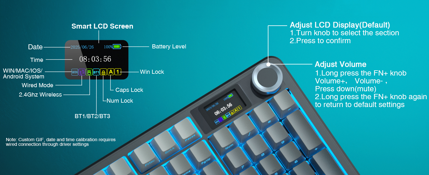 کيبورد گیمینگ سيم دار ، وايرلس و بلوتوثی آئولا مدل Aula F108 pro سوئیچ White 