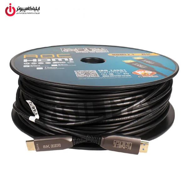 کابل HDMI V2.1 فیبر نوری کی نت پلاس مدل K-NET PLUS KP-CHAOC211000 طول 100 متر