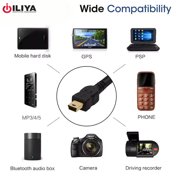 خرید کابل-USB-Mini-5Pin-با-سوکت-90++8