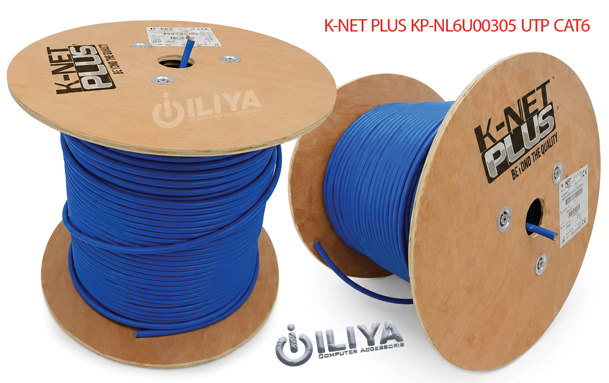 توپ 305 متری کابل شبکه پچ کورد Cat6 UTP کی نت پلاس مدل K-NET PLUS KP-NL6U00305