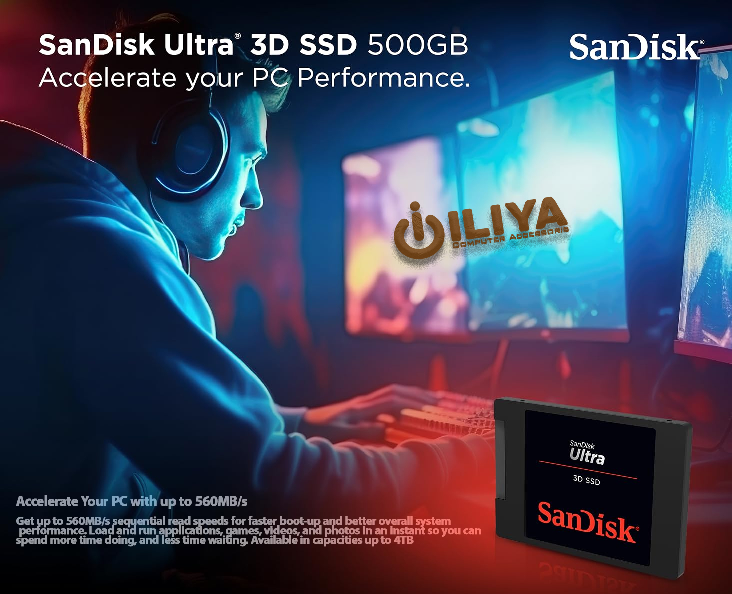 خرید هارد SSD سن‌دیسک مدل SANDISK SSD Ultra SDSSDH3-500G-G26 از ایلیاکامپیوتر مشهد