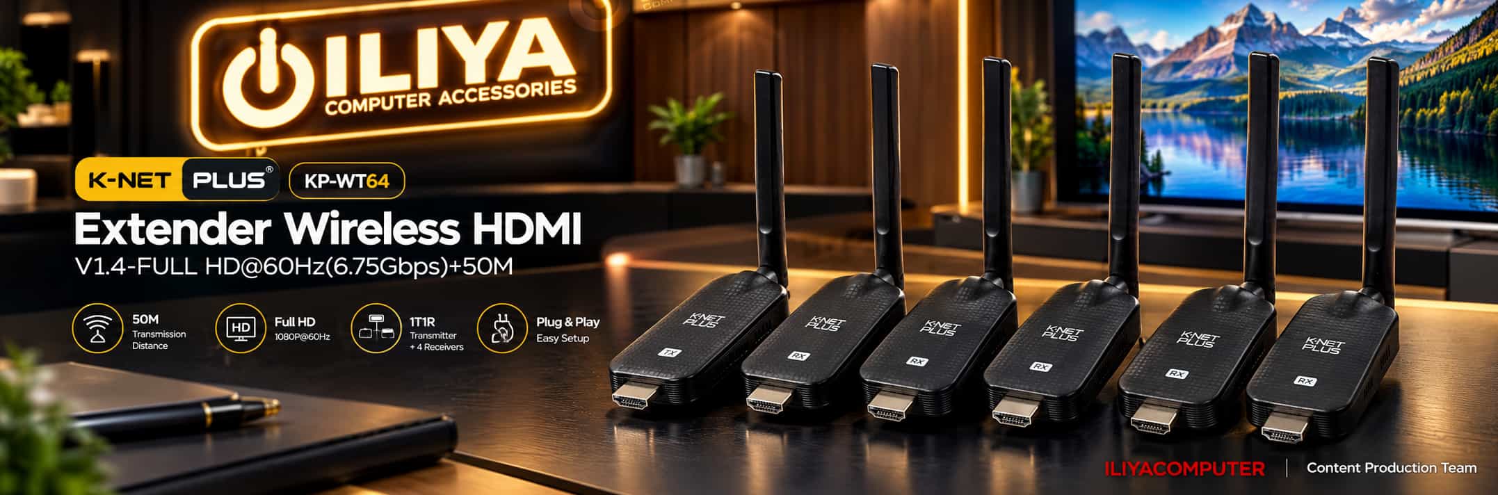 خرید توسعه دهنده HDMI وایرلس  کی نت پلاس K-NET PLUS KP-WT64 از ایلیاکامپیوتر مشهد